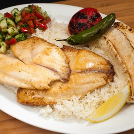 Image of TILAPIA FISH KABOB plate